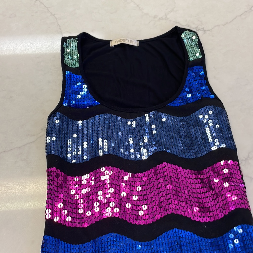 Arden B Multi -Color Sequin Tank Top Size Small - image 6